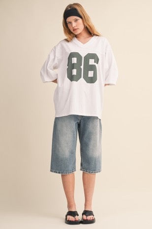 Oversized Womens 86 Sports T-Shirt, Relaxed Fit Graphic Tee, Casual gym shirt