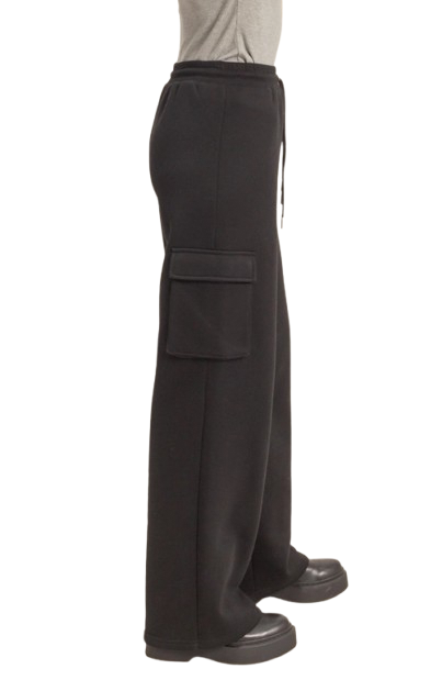 Cargo Sweat Pants-Black