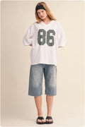 Oversized Womens 86 Sports T-Shirt, Relaxed Fit Graphic Tee, Casual gym shirt