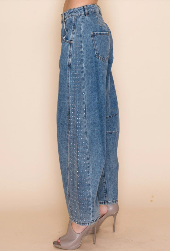 Rhinstone Barrel Pants