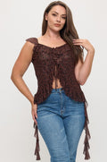 Plus Size Boho Ruffle Blouse with Animal Print and Side Ruffle Detail