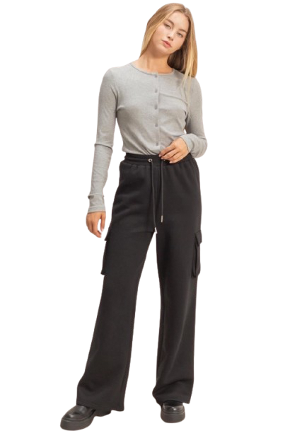 Cargo Sweat Pants-Black