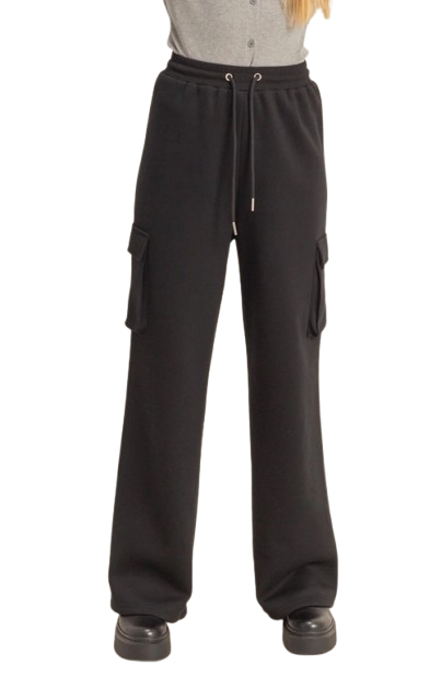 Cargo Sweat Pants-Black