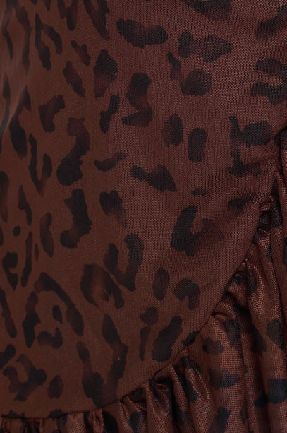 Plus Size Boho Ruffle Blouse with Animal Print and Side Ruffle Detail