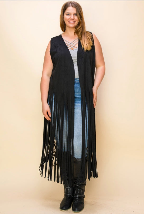 Western Style long suede Fringe Vest