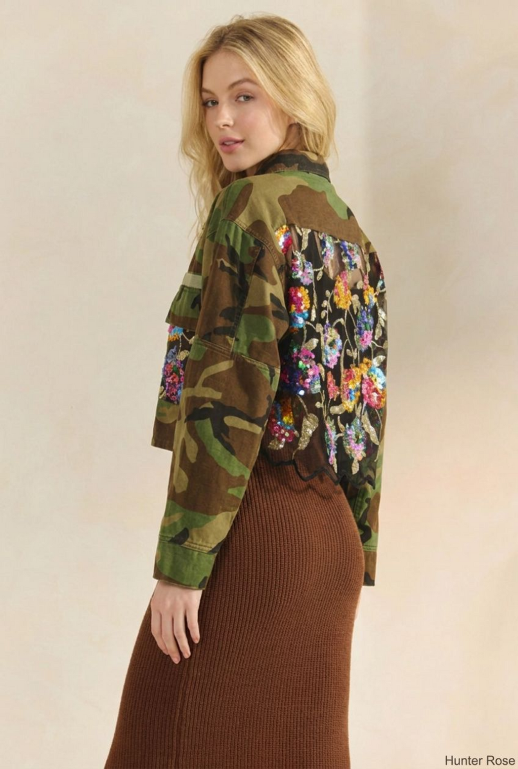 Camo Floral Sequin Jacket