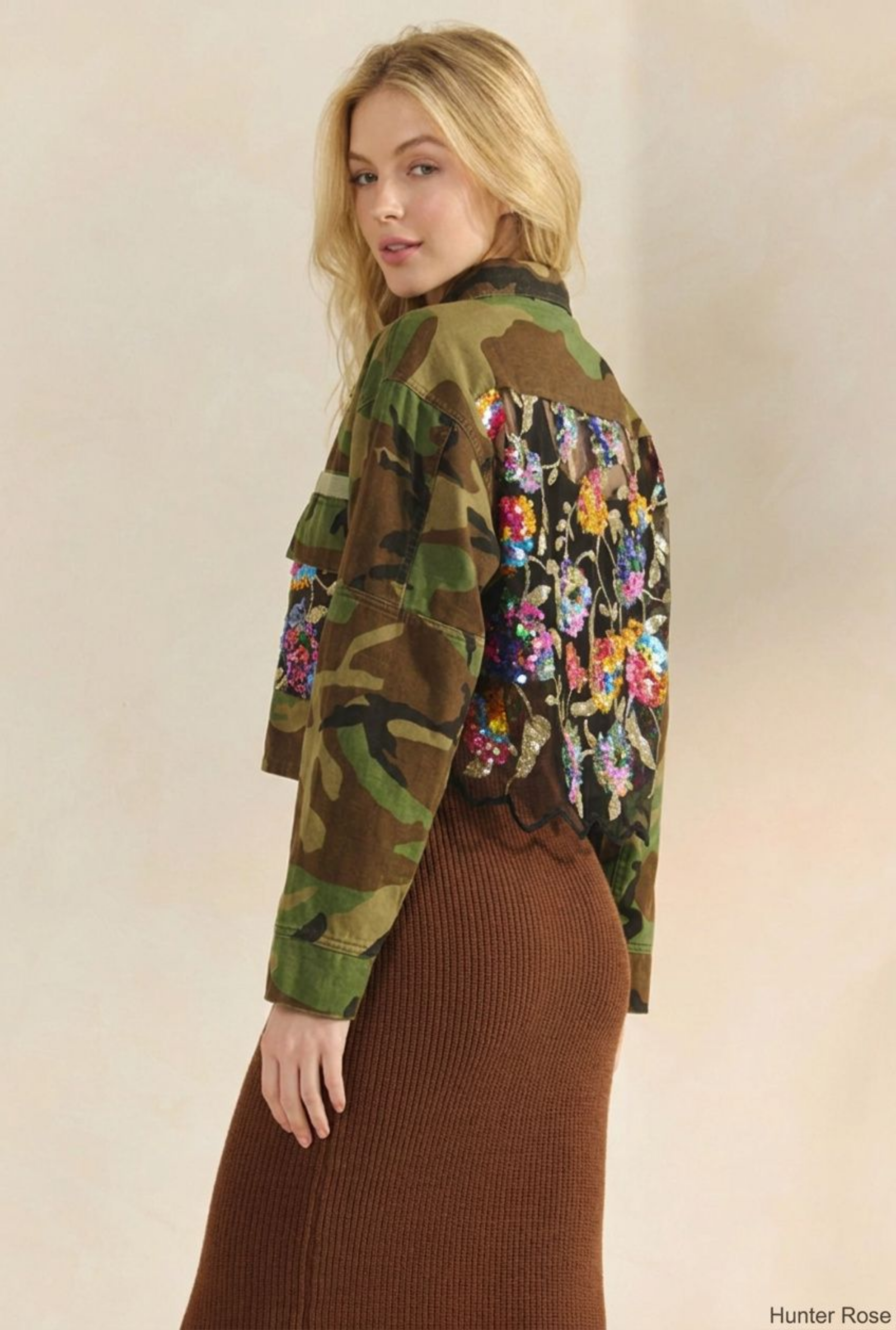 Camo Floral Sequin Jacket
