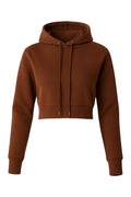 Crop Hoodie-Chestnut Brown