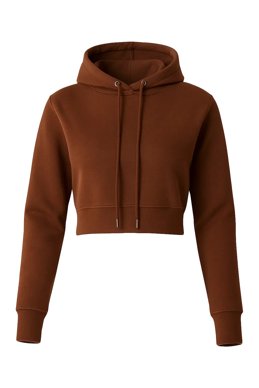 Crop Hoodie-Chestnut Brown