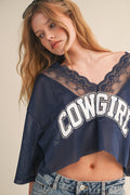 Cowgirl Lace-Trim Crop Jersey