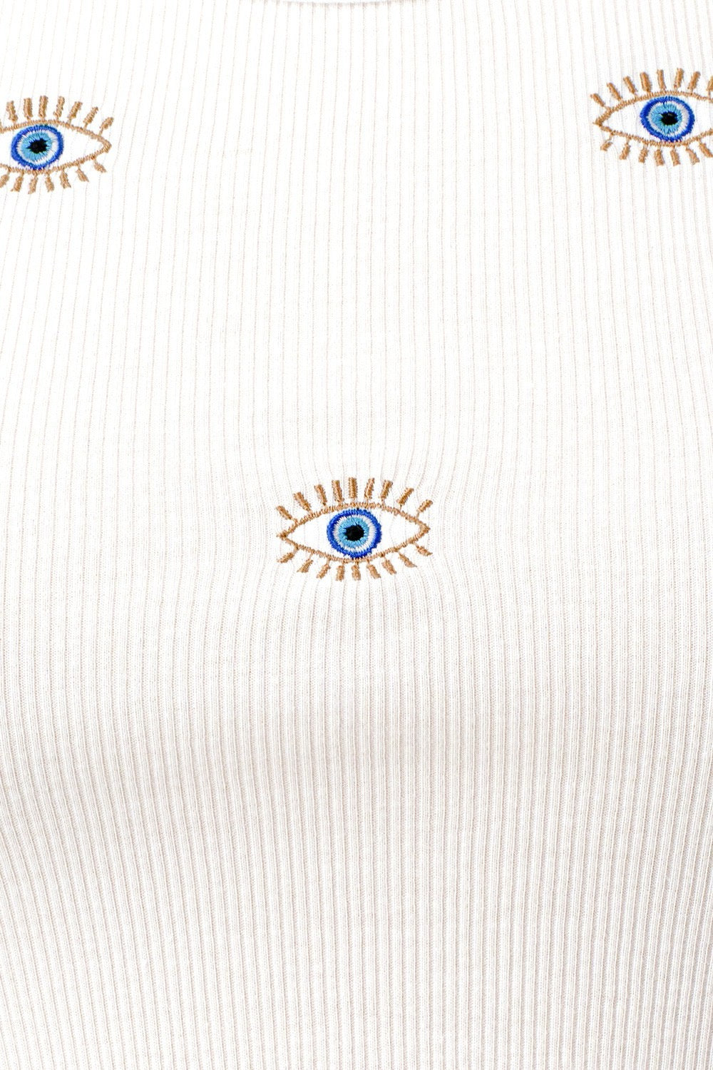 Evil Eye Embroidered Ribbed Tank