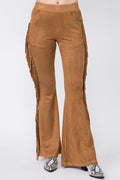 Sude Fringe Flared Pants
