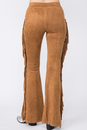 Sude Fringe Flared Pants