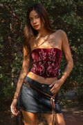 Burgundy Flame Corset Top Western Style