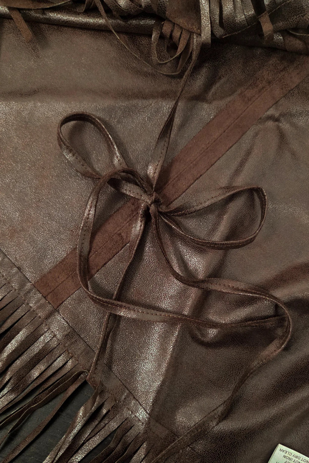 Faux Suede Cropped Fringe Poncho