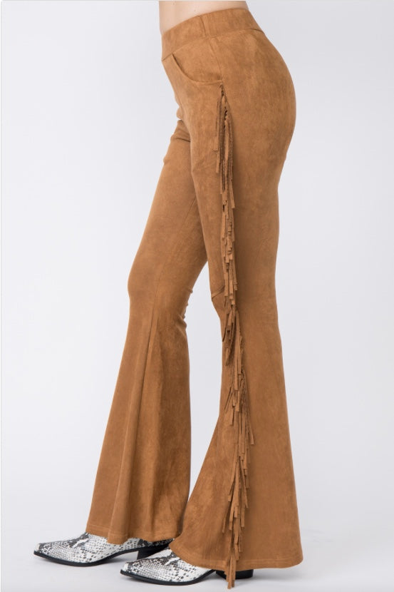 Sude Fringe Flared Pants