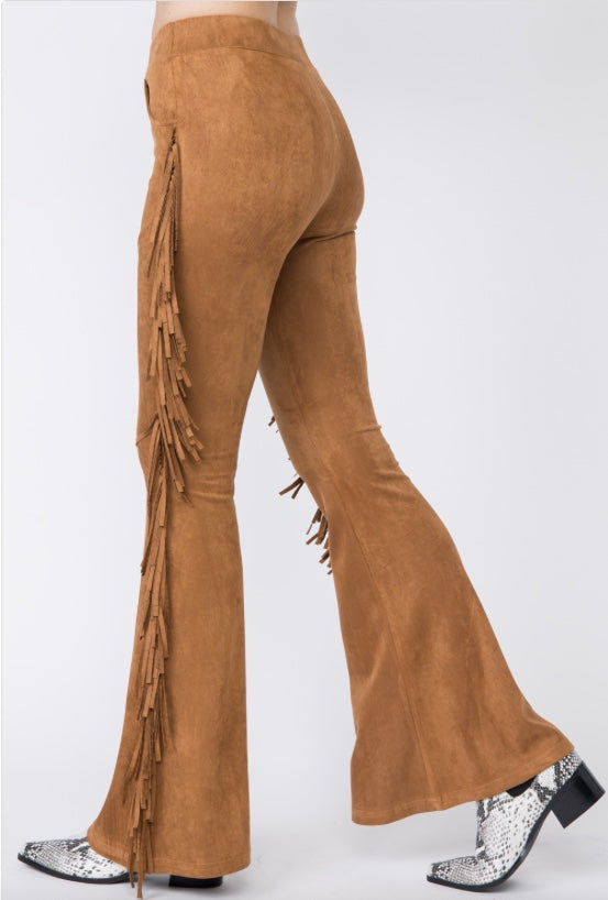 Sude Fringe Flared Pants