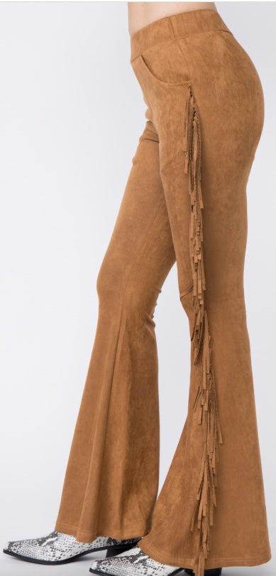 Sude Fringe Flared Pants