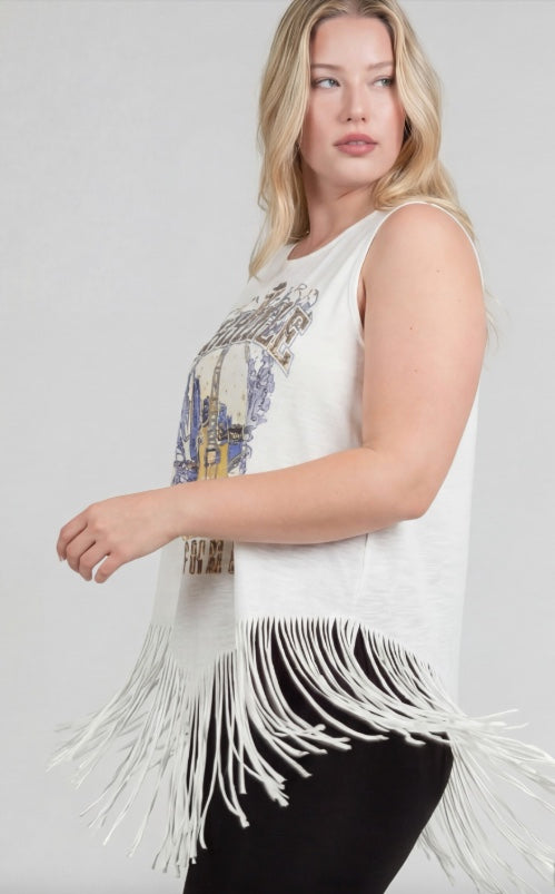 Nashville Tennessee Graphic Fringe Tank Top