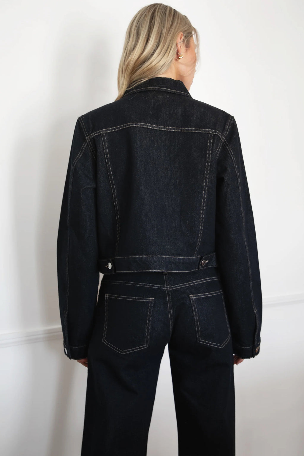 Dark Wash Cropped Denim Jacket,
