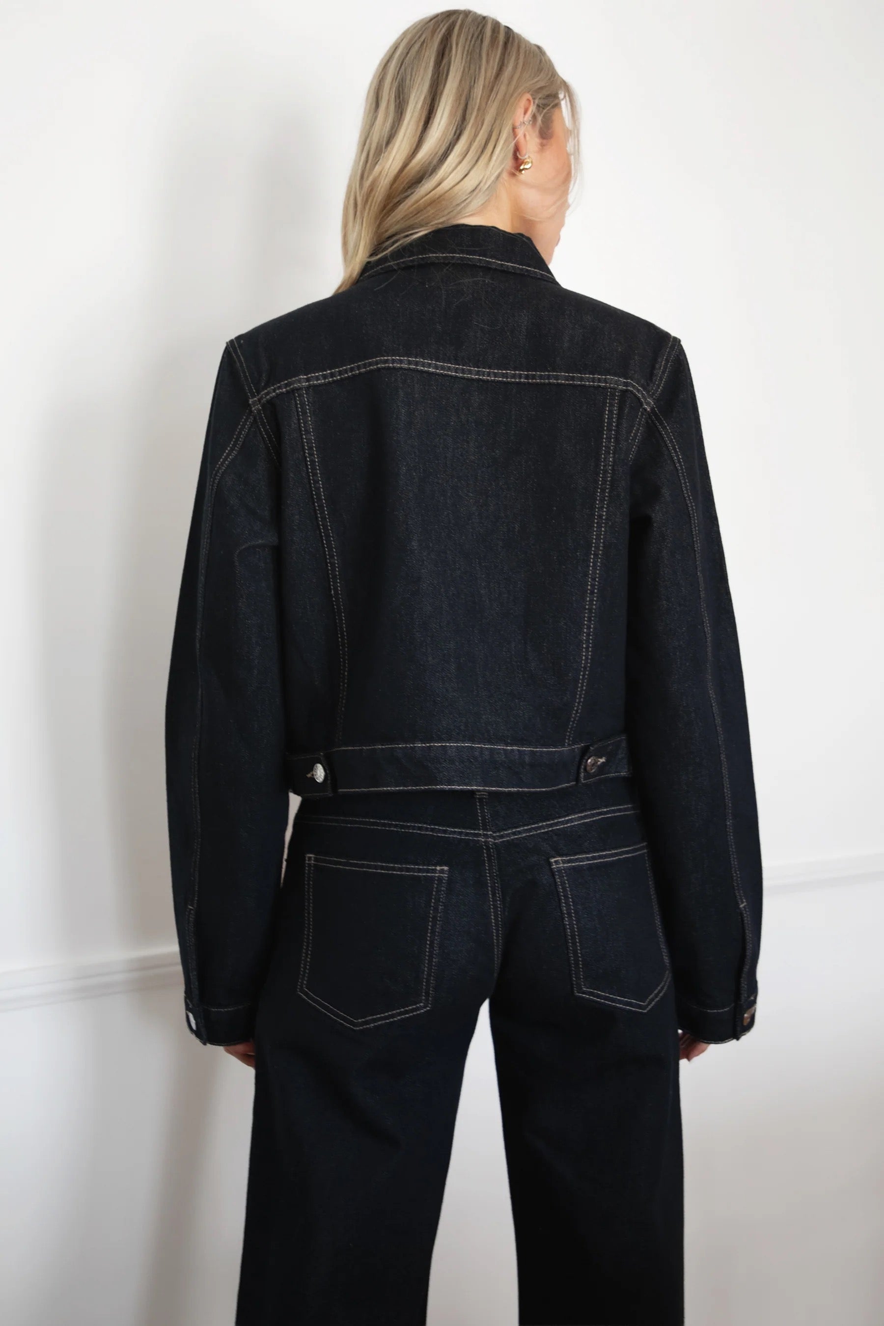 Dark Wash Cropped Denim Jacket,