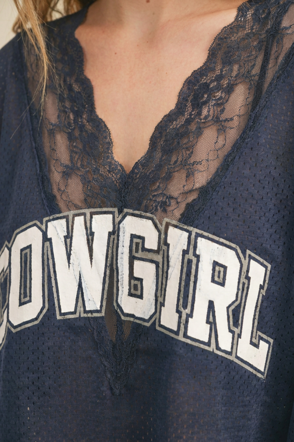 Cowgirl Lace-Trim Crop Jersey