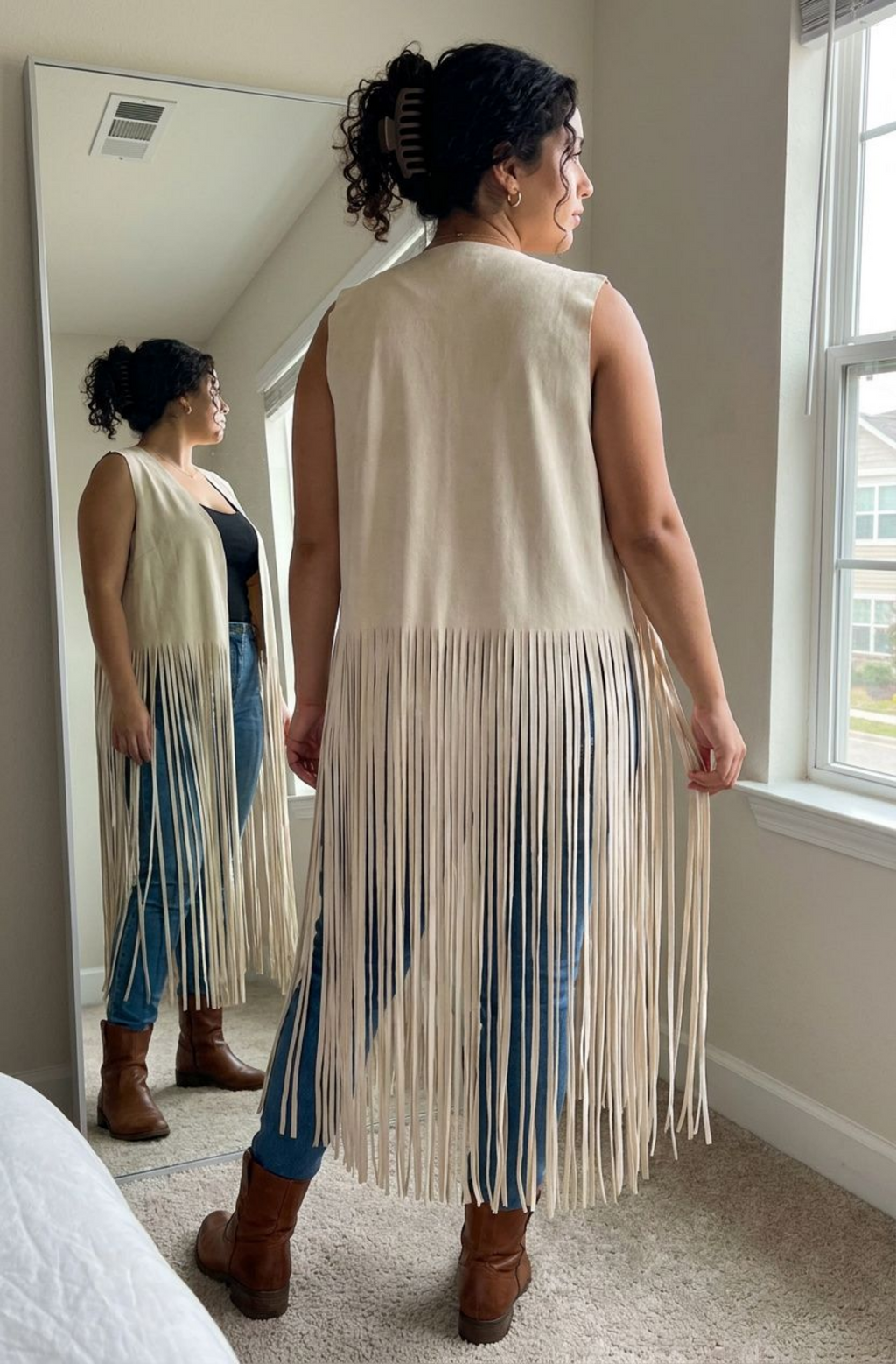 Western Style long suede Fringe Vest