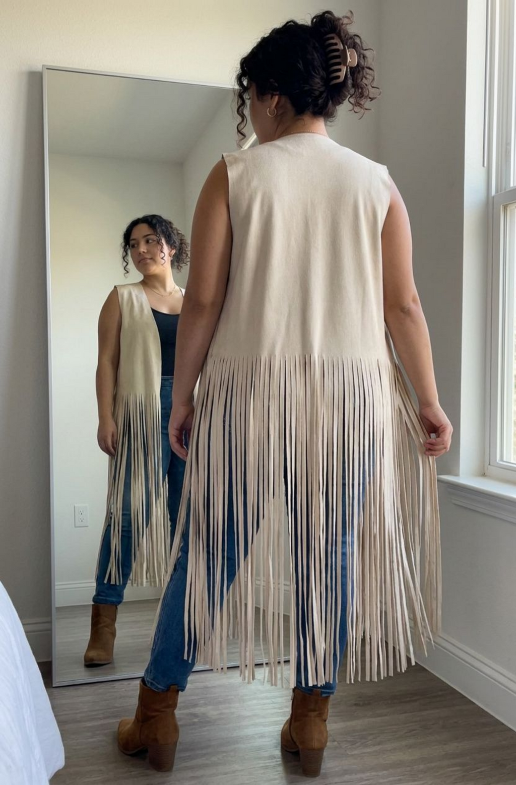 Western Style long suede Fringe Vest
