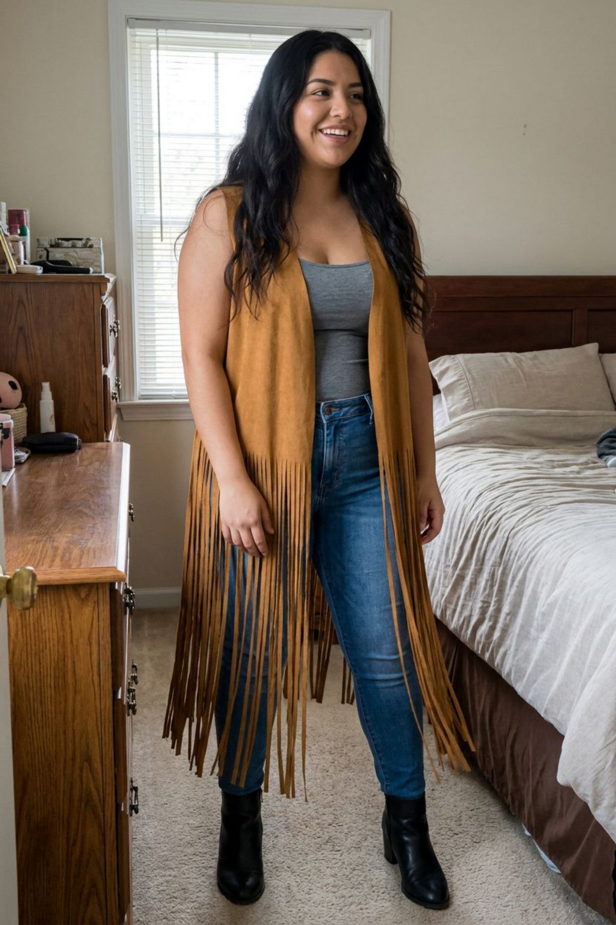Western Style long suede Fringe Vest