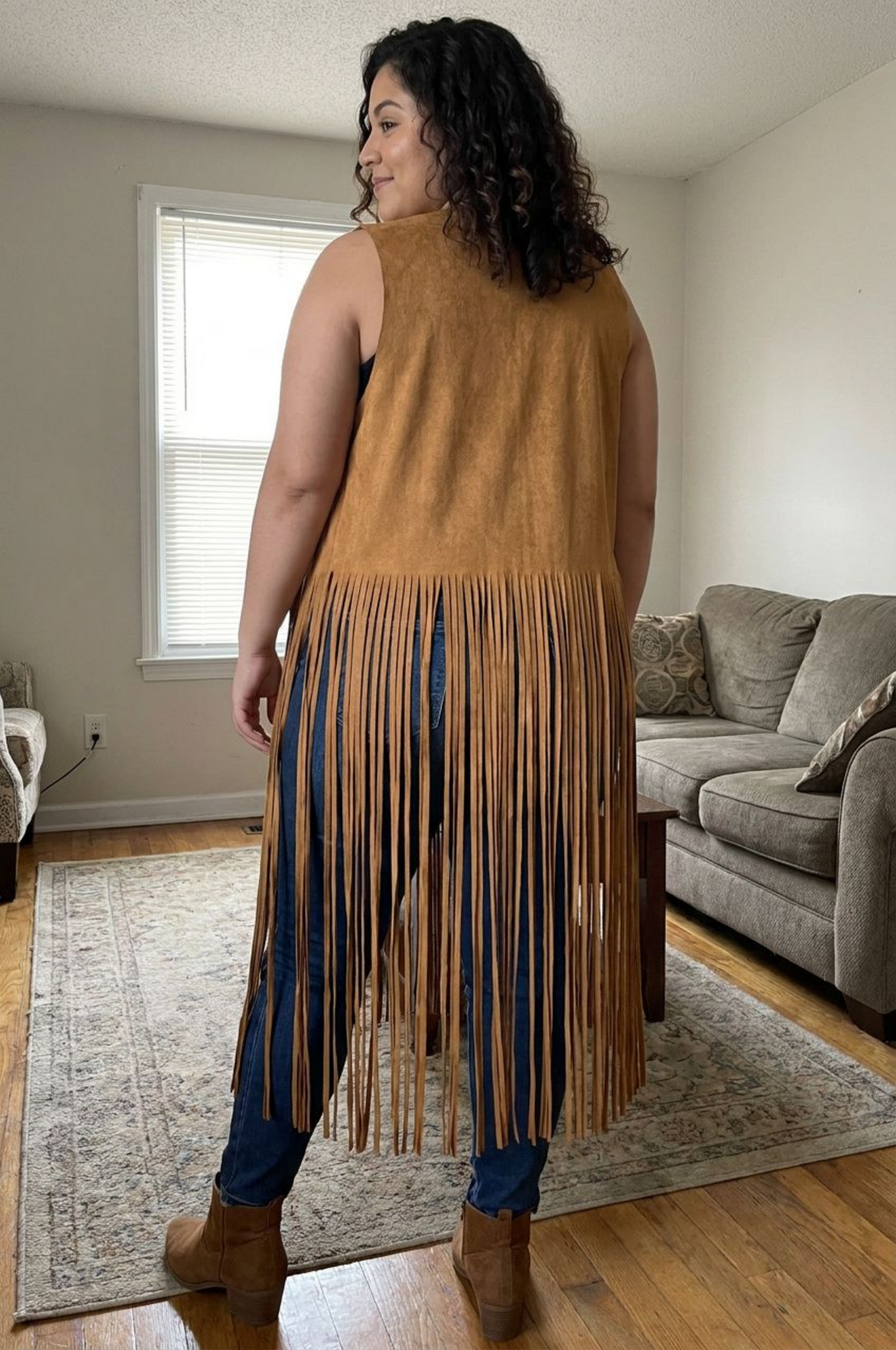 Western Style long suede Fringe Vest