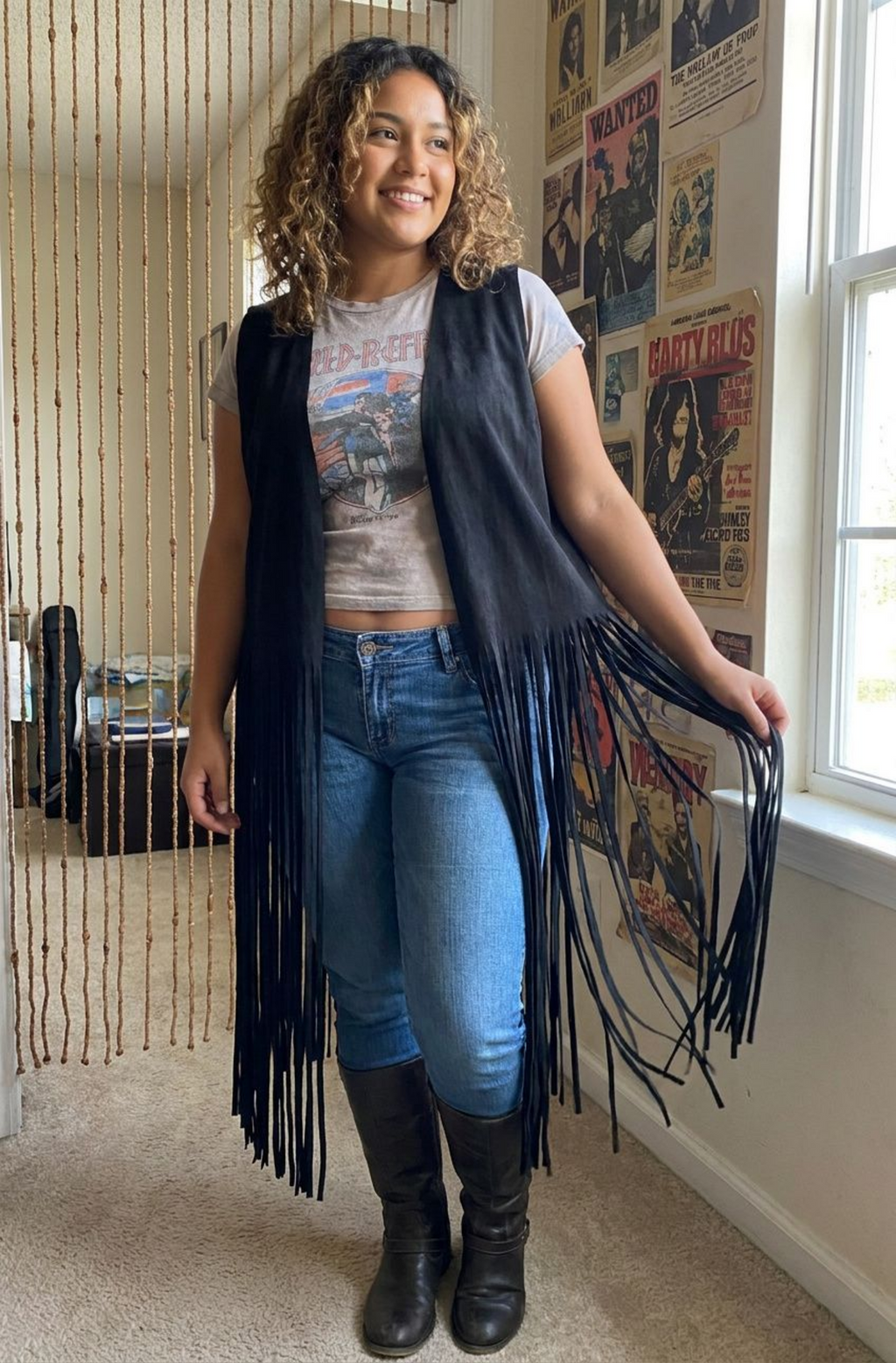 Western Style long suede Fringe Vest