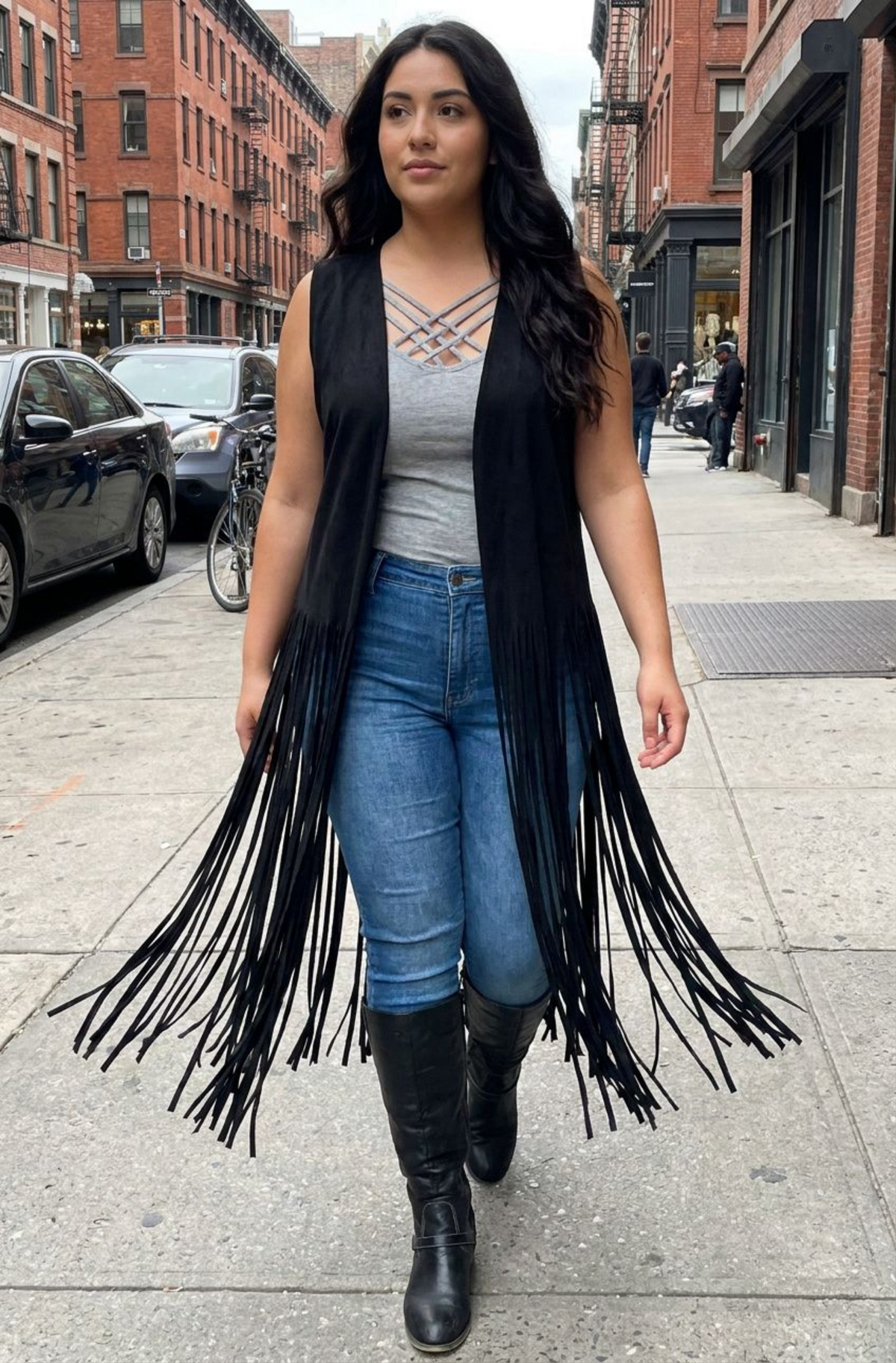 Western Style long suede Fringe Vest