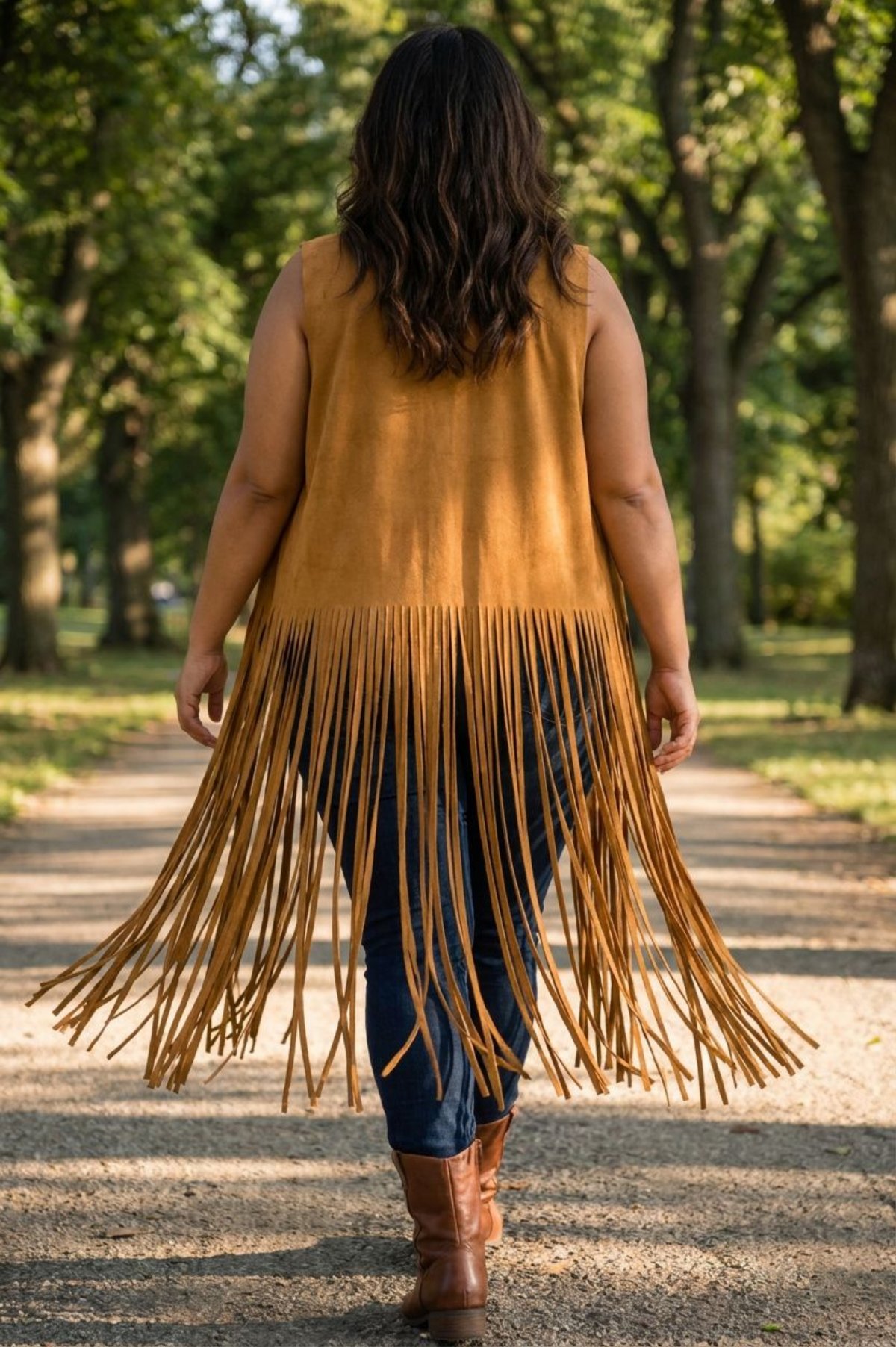 Western Style long suede Fringe Vest