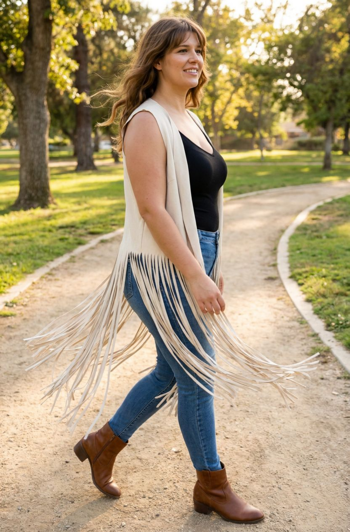 Western Style long suede Fringe Vest
