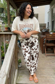 Western Cow Print Wide Leg Pants