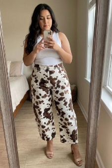 Western Cow Print Wide Leg Pants