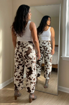 Western Cow Print Wide Leg Pants