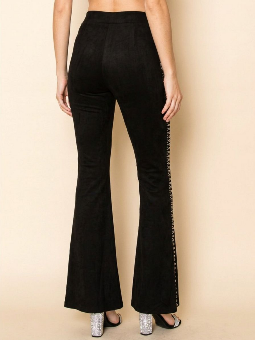 Studded Suede Flare Pants