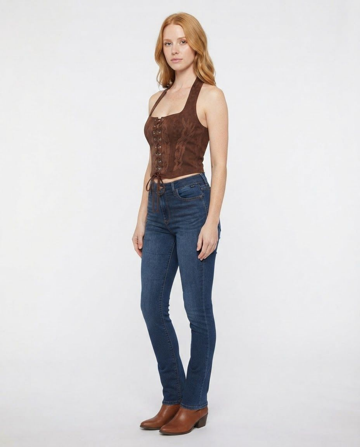 Lace Up Corset Bustier, Western Renaissance Top with Tie Back Closure