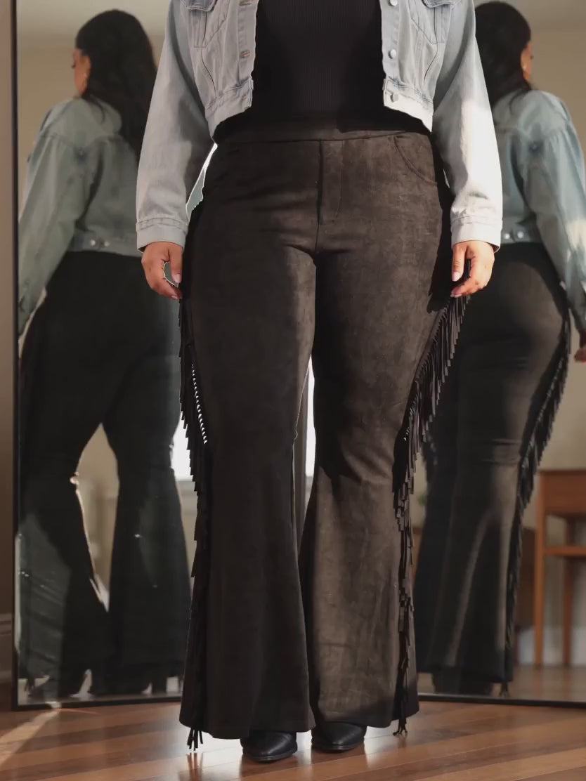 Boho Fringe Flare Pants – Western Festival Cowgirl Style